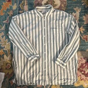 Madewell Striped Green and White Womens oversized Oxford medium